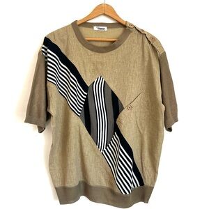 Women's Tan and Black Geometric Shirt